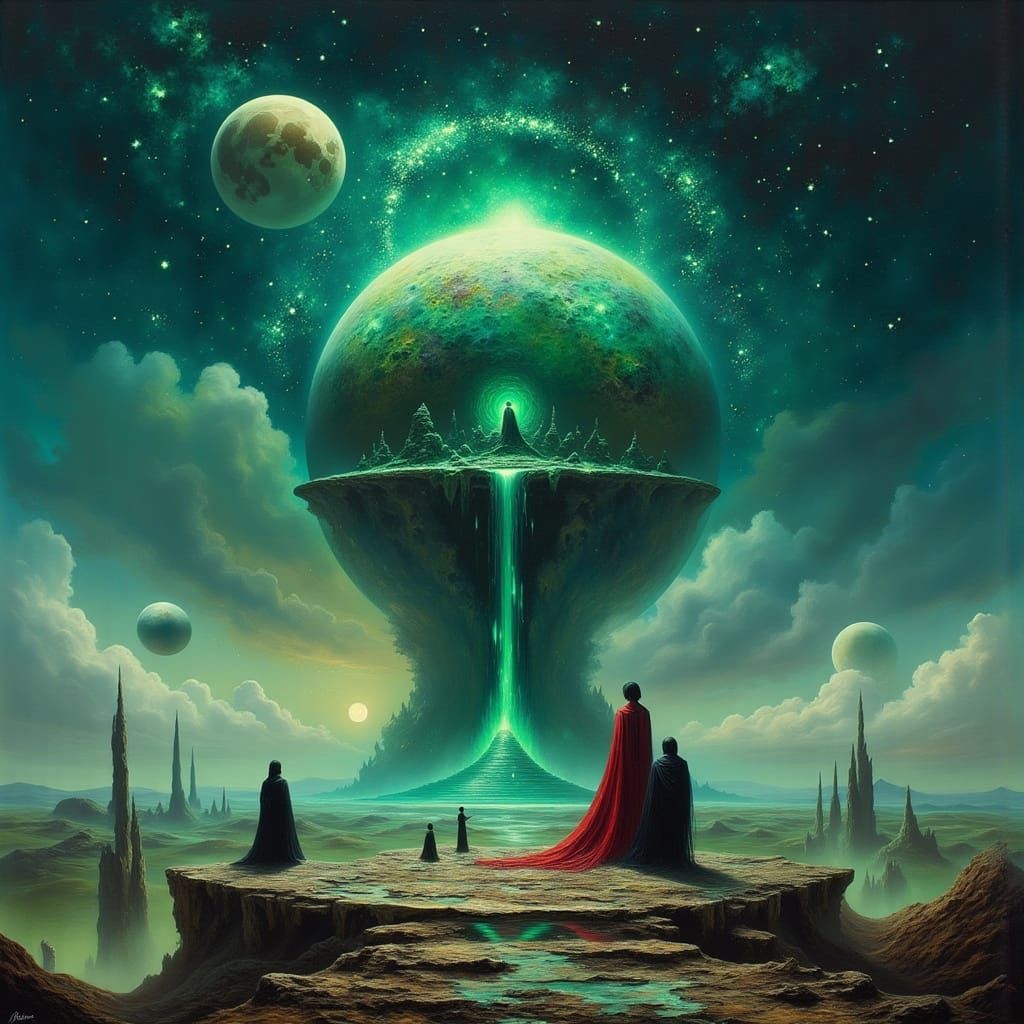 Ethereal World on Platform with Jeweled Guardians