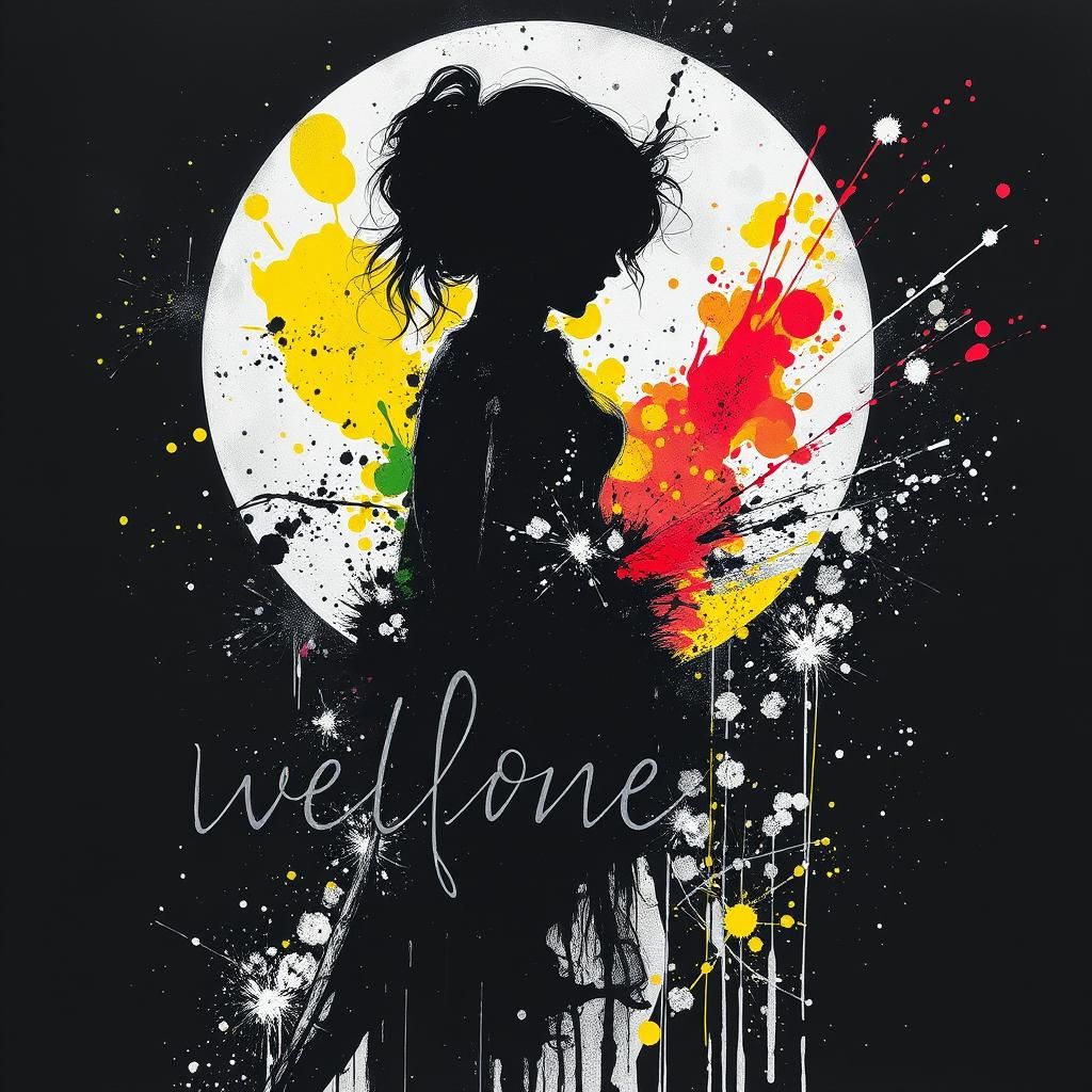 Monochrome Girl in Retro Movie Poster Style