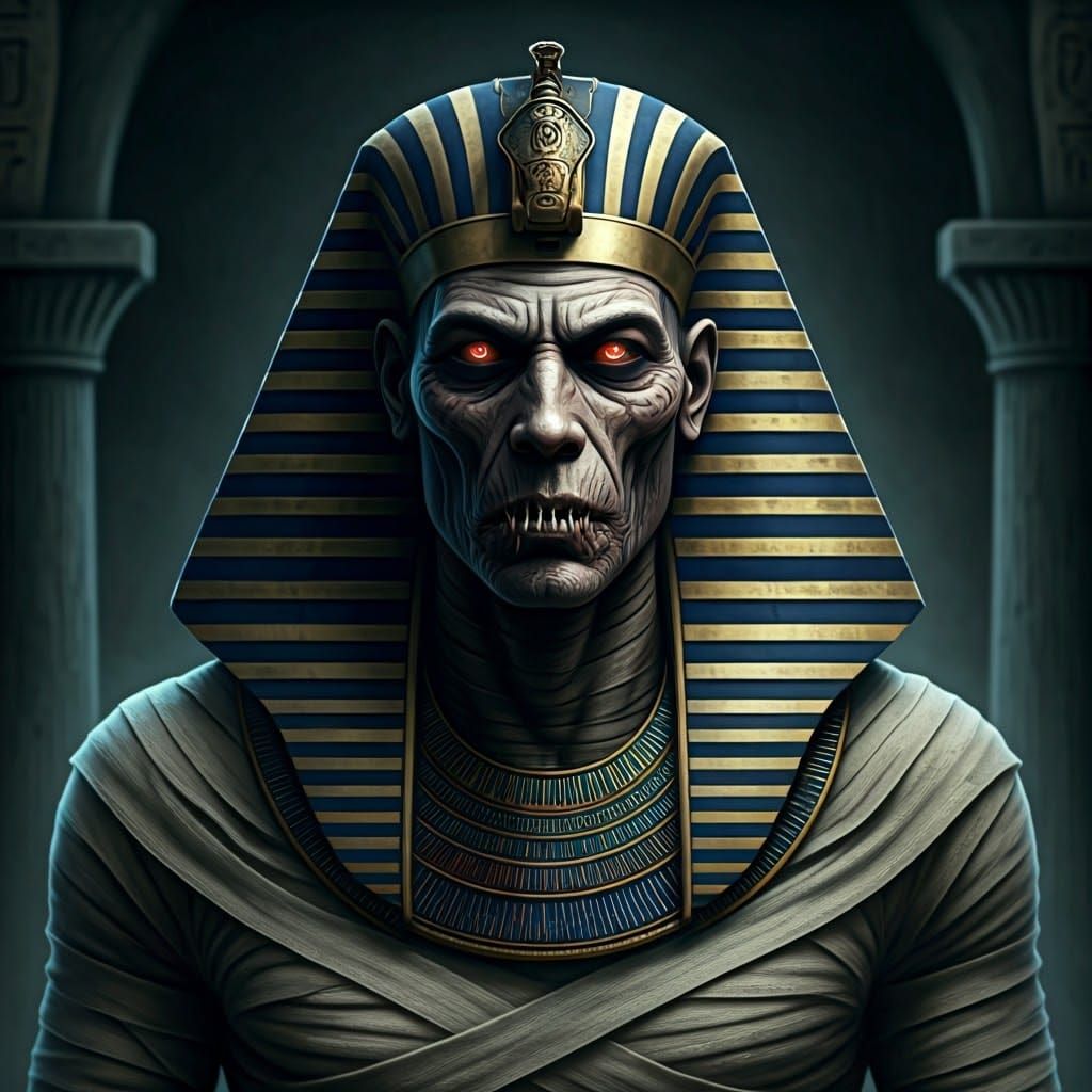 Terrifying Cursed Pharaoh: A Horror Portrait