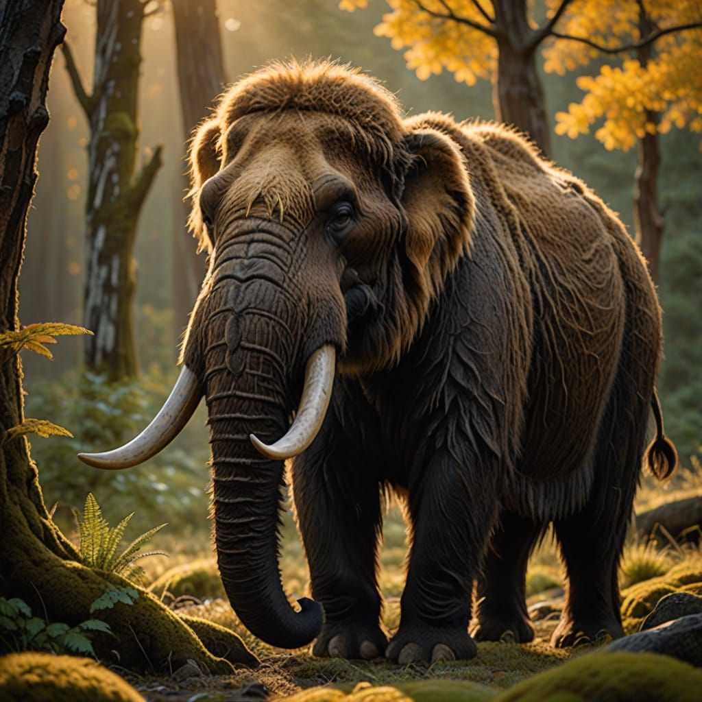 Majestic Woolly Mammoth in Golden Light