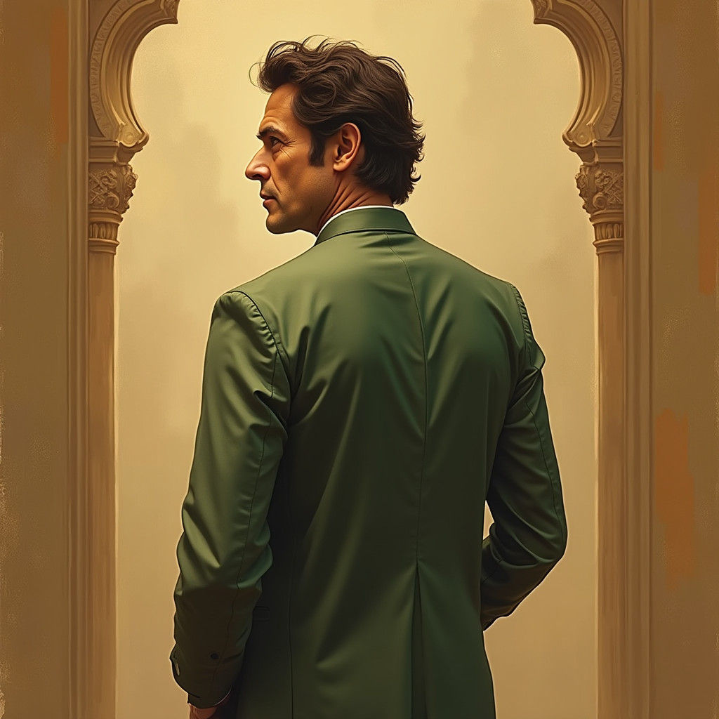 Confident Leader in Sherwani, Classic Portraiture Style