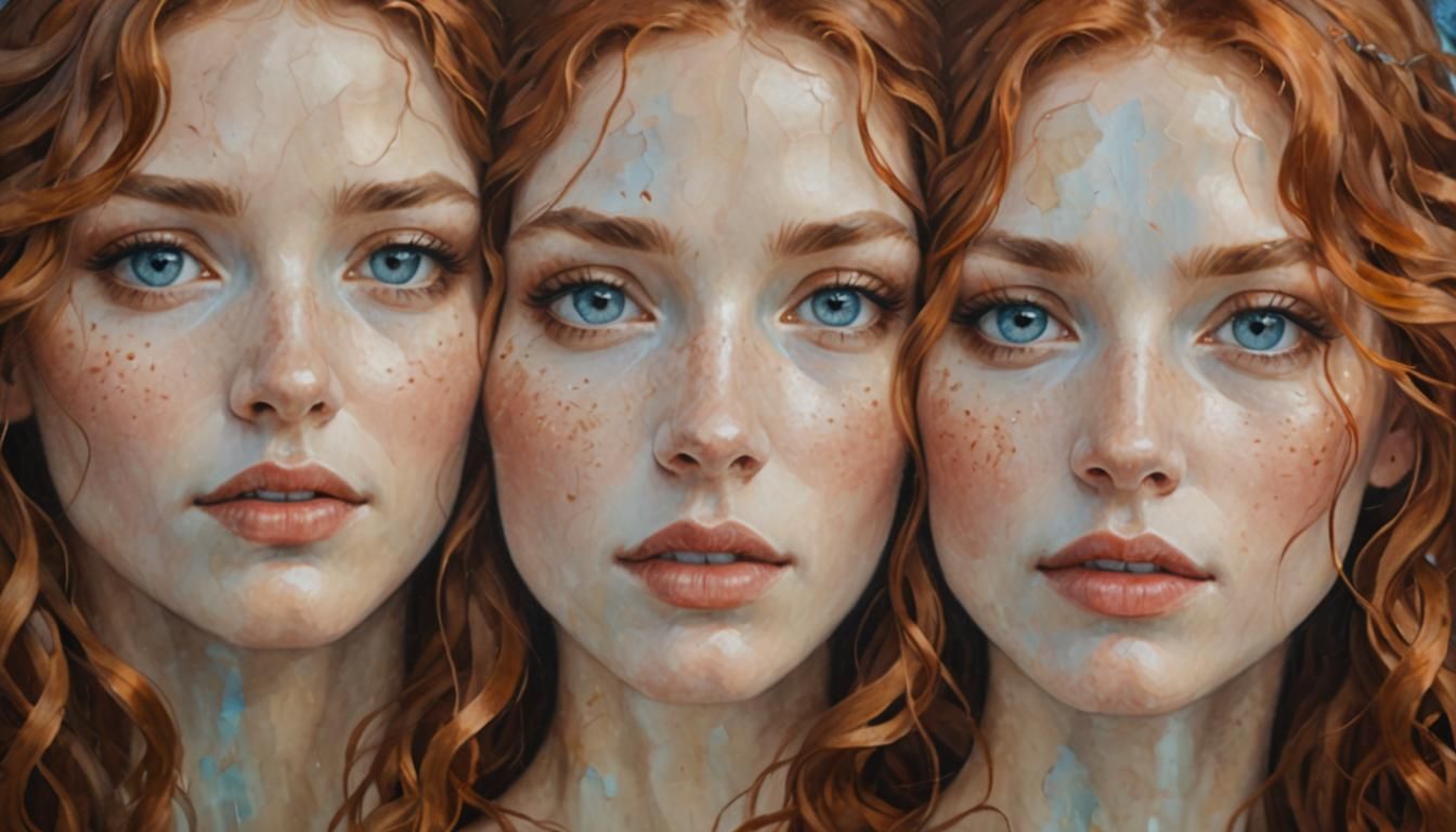 Intimate Portrait of Two Young Women in Watercolor Style