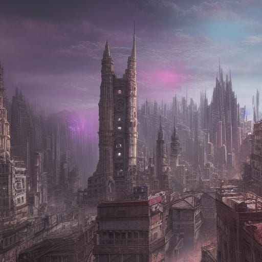 Desolated Pastel City in Detailed Matte Painting