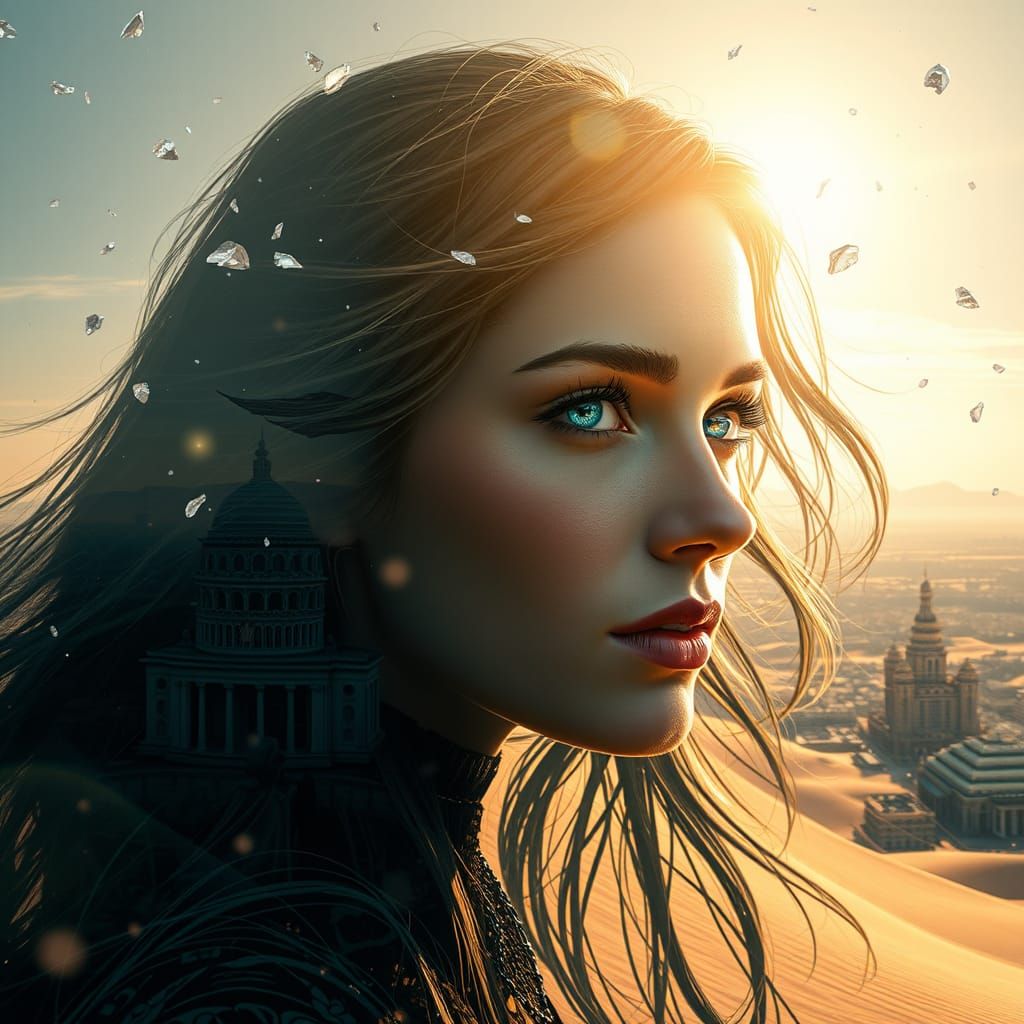 super detailed illustration silhouette of a woman's face