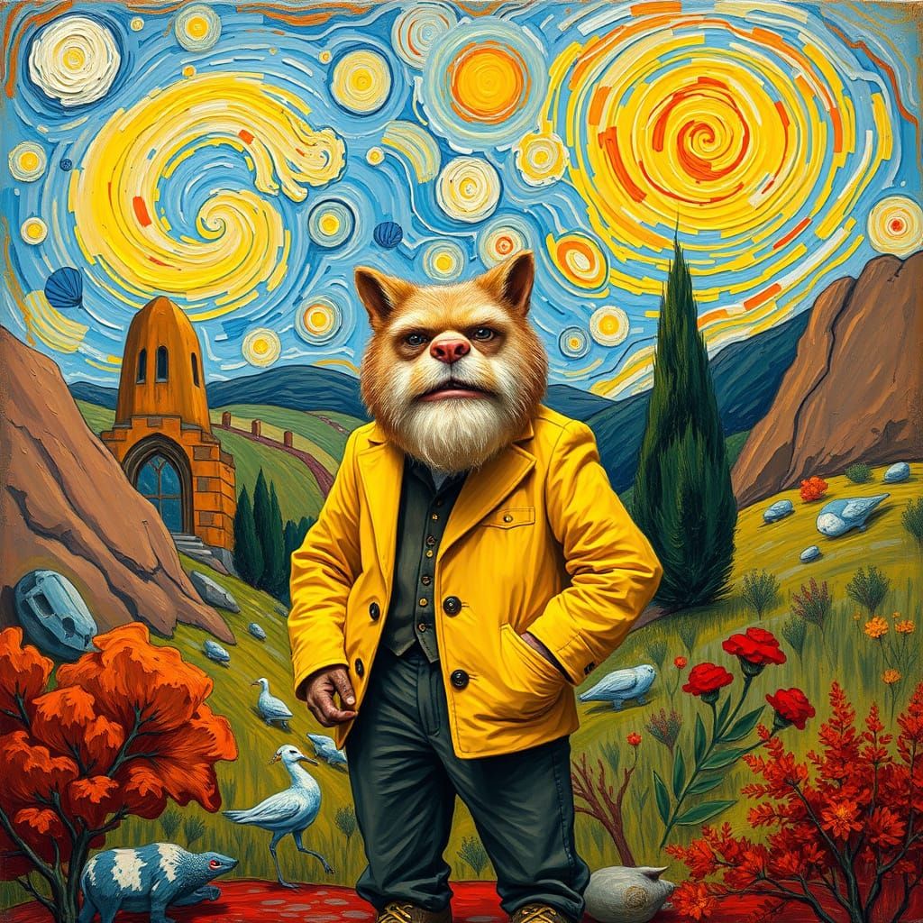Mr. Beast in Dreamlike Van Gogh Landscape