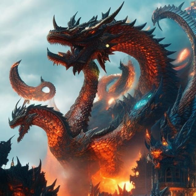 Visually Stunning Dragon God Tiamat: Epic Digital Painting