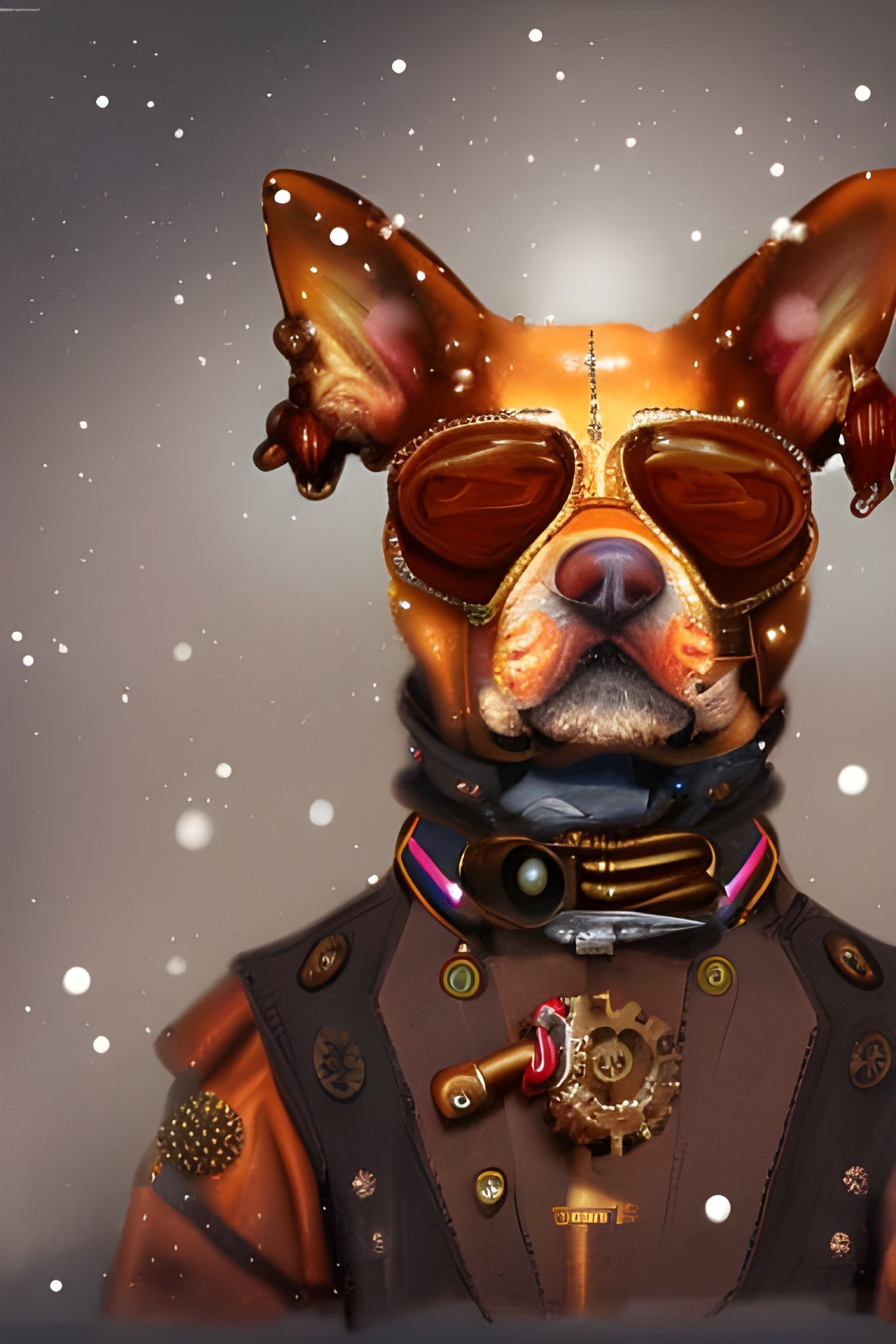 Festive Steampunk Dog Delivers Christmas Cheer