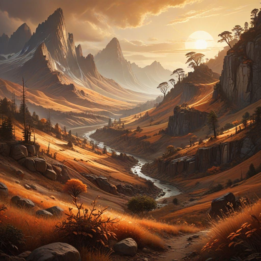 Earthy Landscape Created From Interwoven Threads