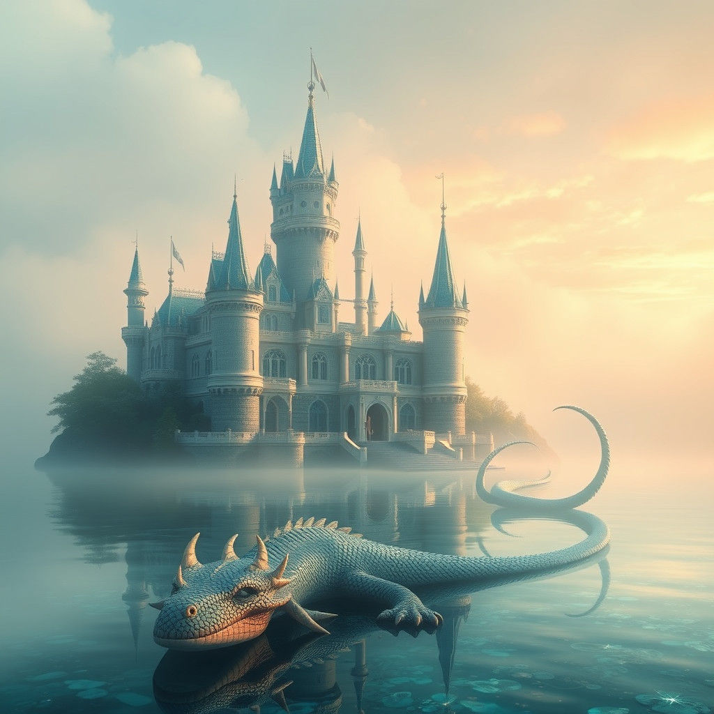 Mystical Rose Castle with Sea Monster