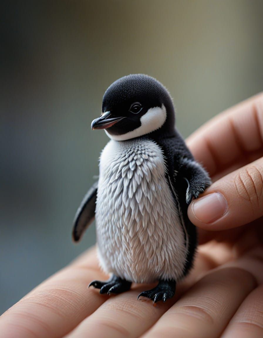 Tiny Penguin Rests on Human Fingers in Stunning Close-up