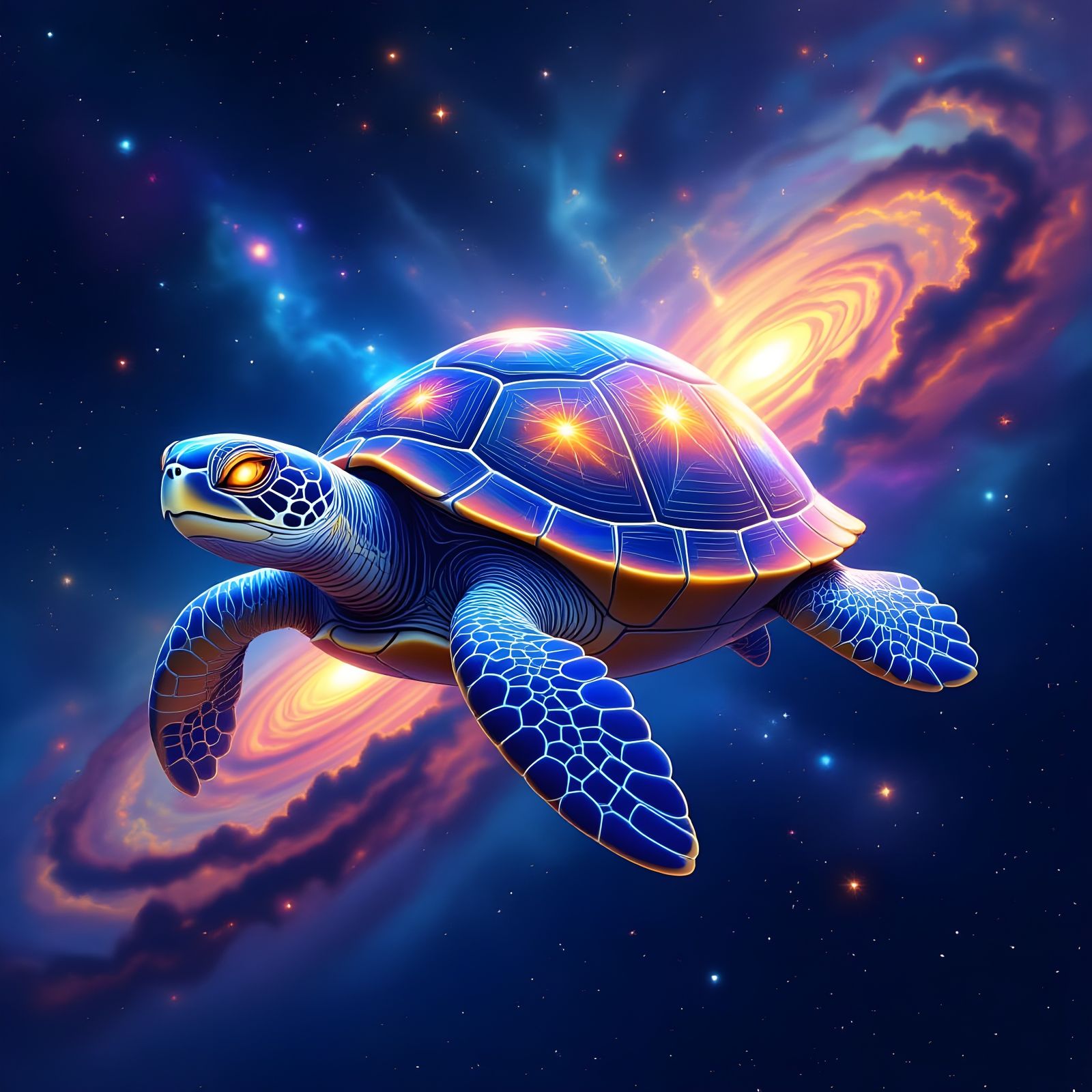Ethereal Astral Turtle in Cosmic Nebula