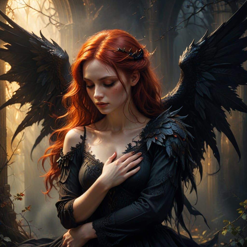 Gothic Fantasy Art: Human Embracing Demon in Oil Painting St...