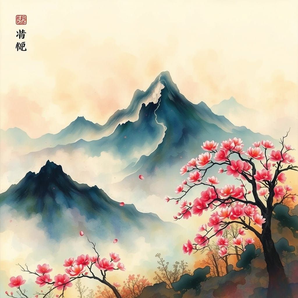 Surreal Chinese Watercolor Mandelbrot Fractal