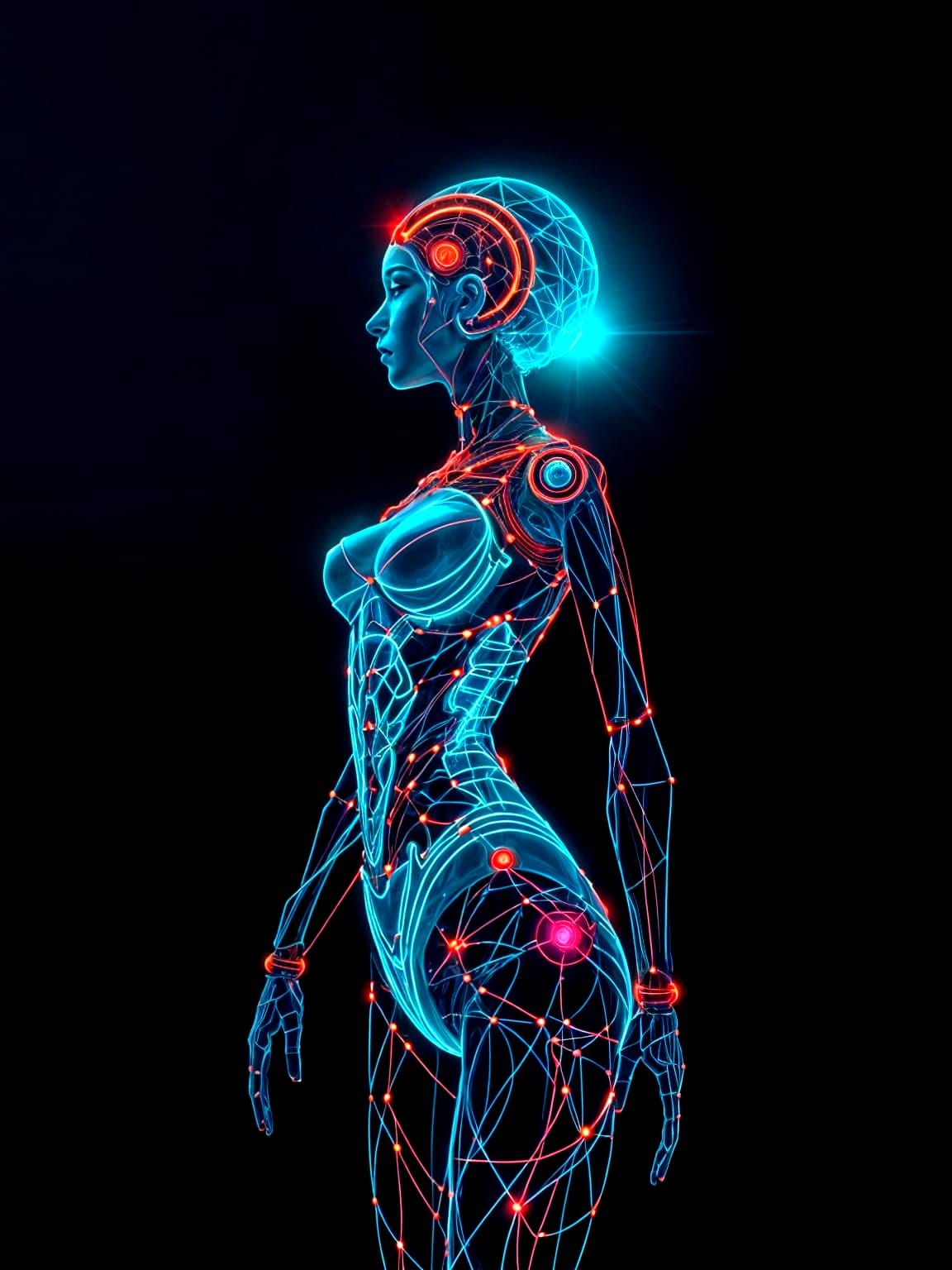 Ethereal Robotic Figure Radiating Futuristic Glow