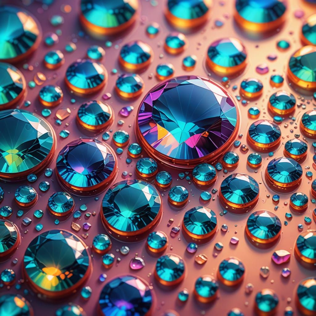 Opalescent Gemstone Glows: Macro Digital Art