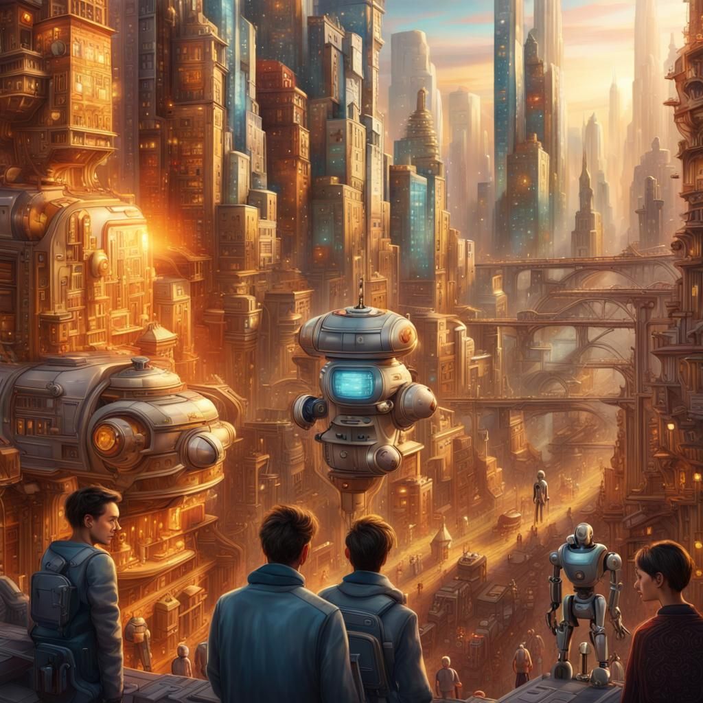 Utopian Cityscape in Woven Fiber Tapestry