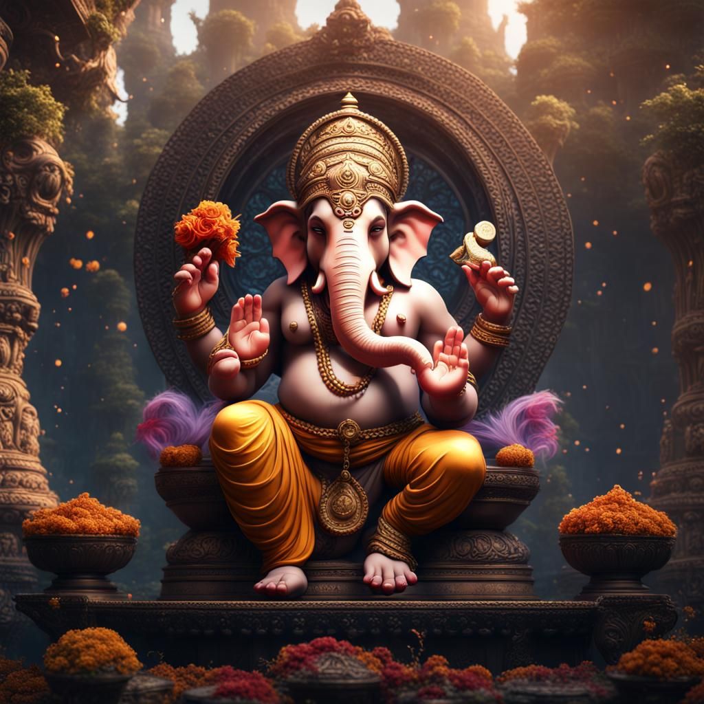 Detailed Matte Painting of Lord Ganesha