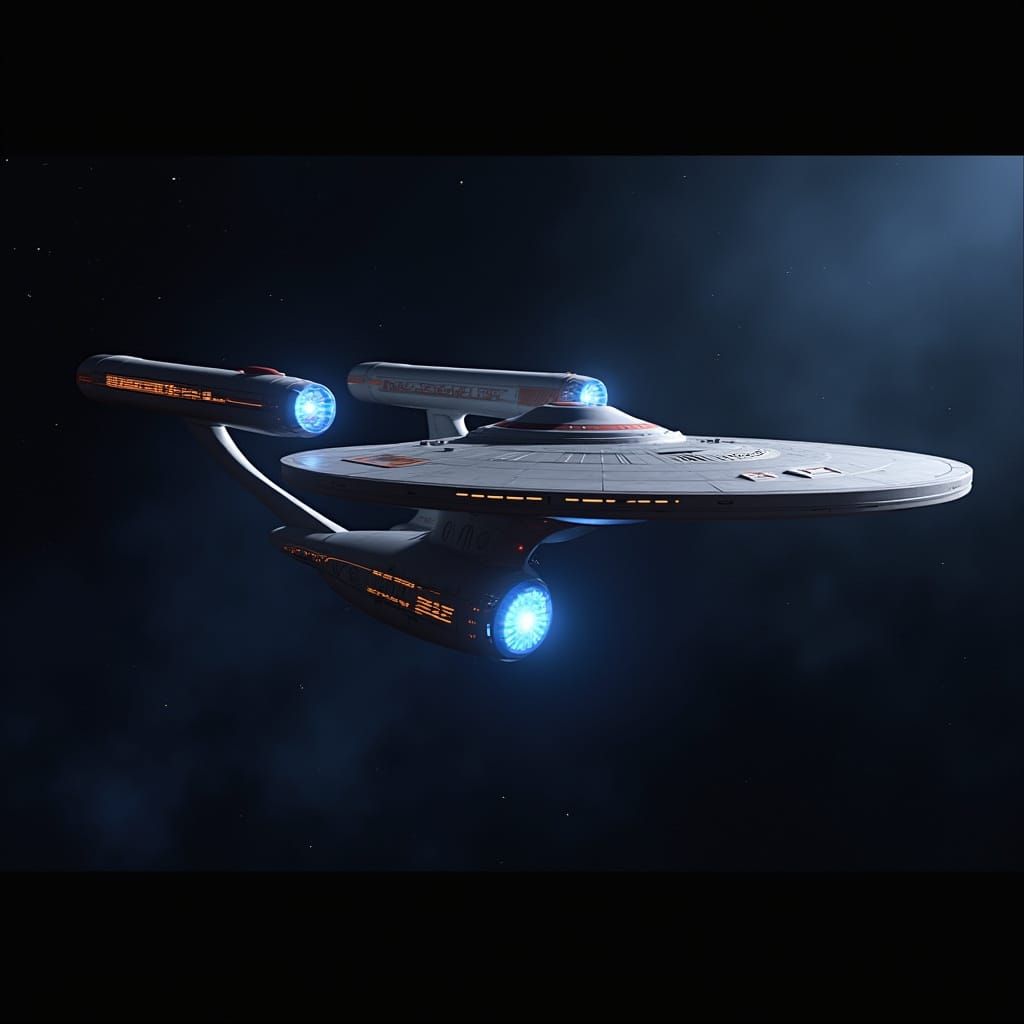 USS Enterprise-A Cruising Through Space, Cinematic Sci-Fi Ar...