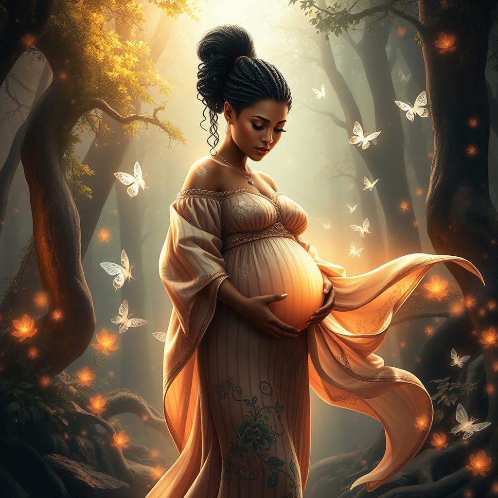 Ethereal Goddess of Whispers in Golden Bloom