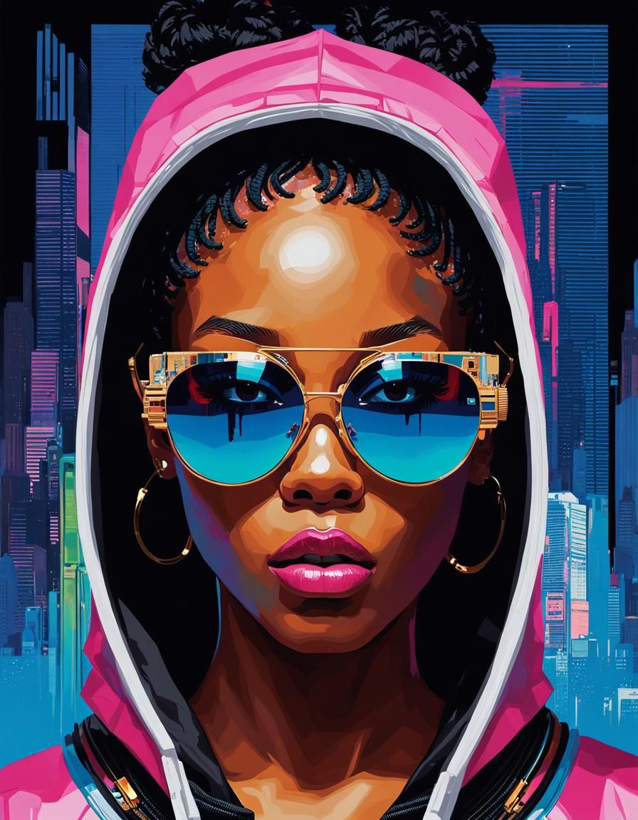 Glitch Art Portrait of Woman in Cyberpunk Style