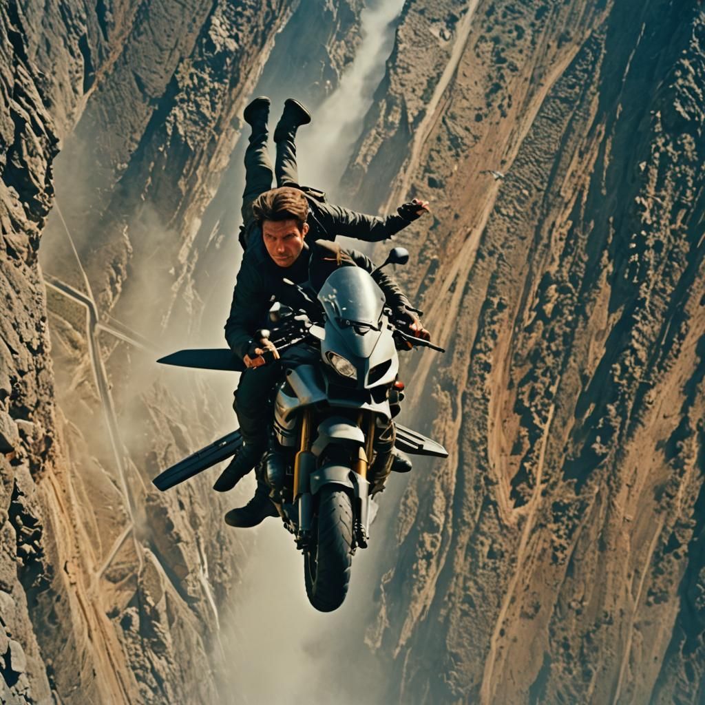 Dramatic Cinematic Still from Mission Impossible