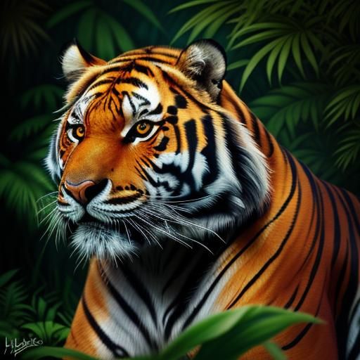 Hyperrealistic Malayan Tiger Ambush in Detailed Splash Art