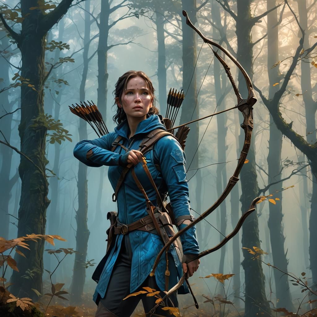 Archer in Misty Forest: Fantasy Matte Painting