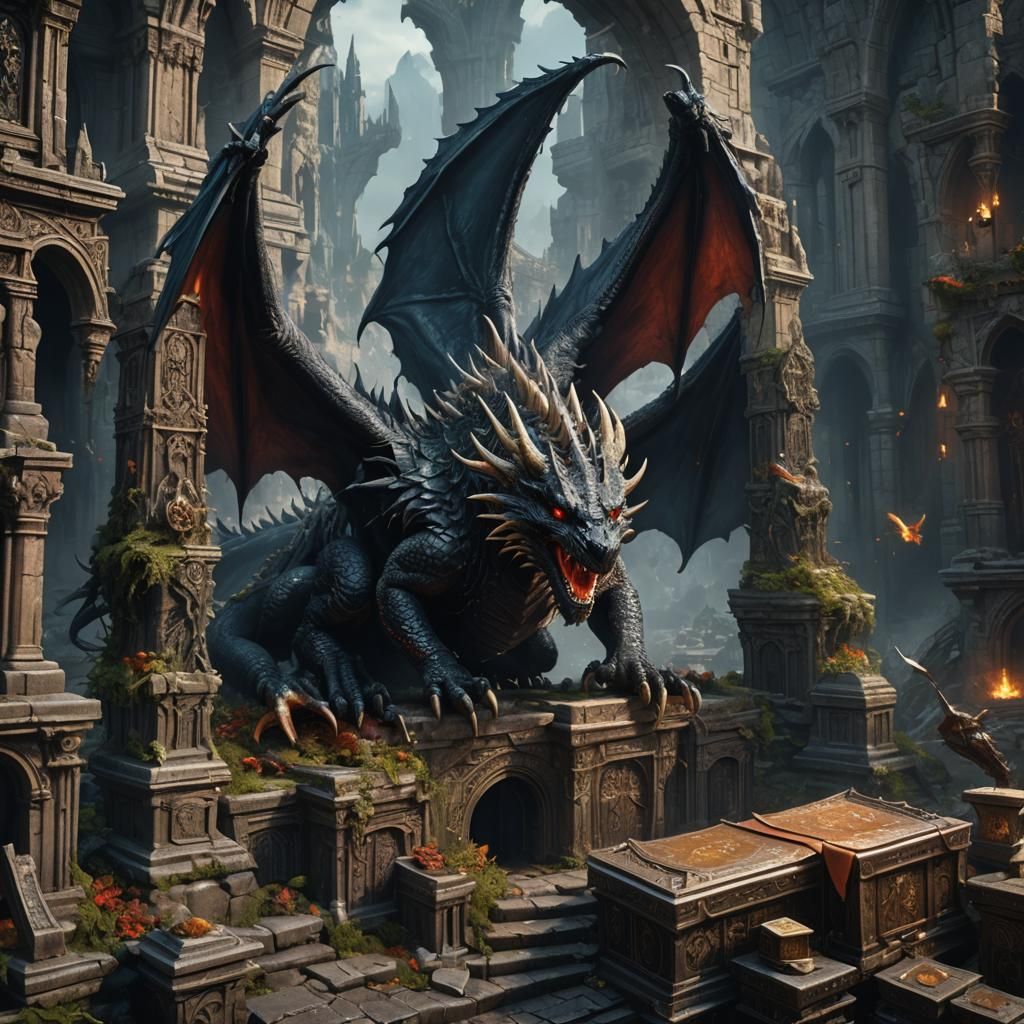 Angel of Death Confronts Dragon from Book