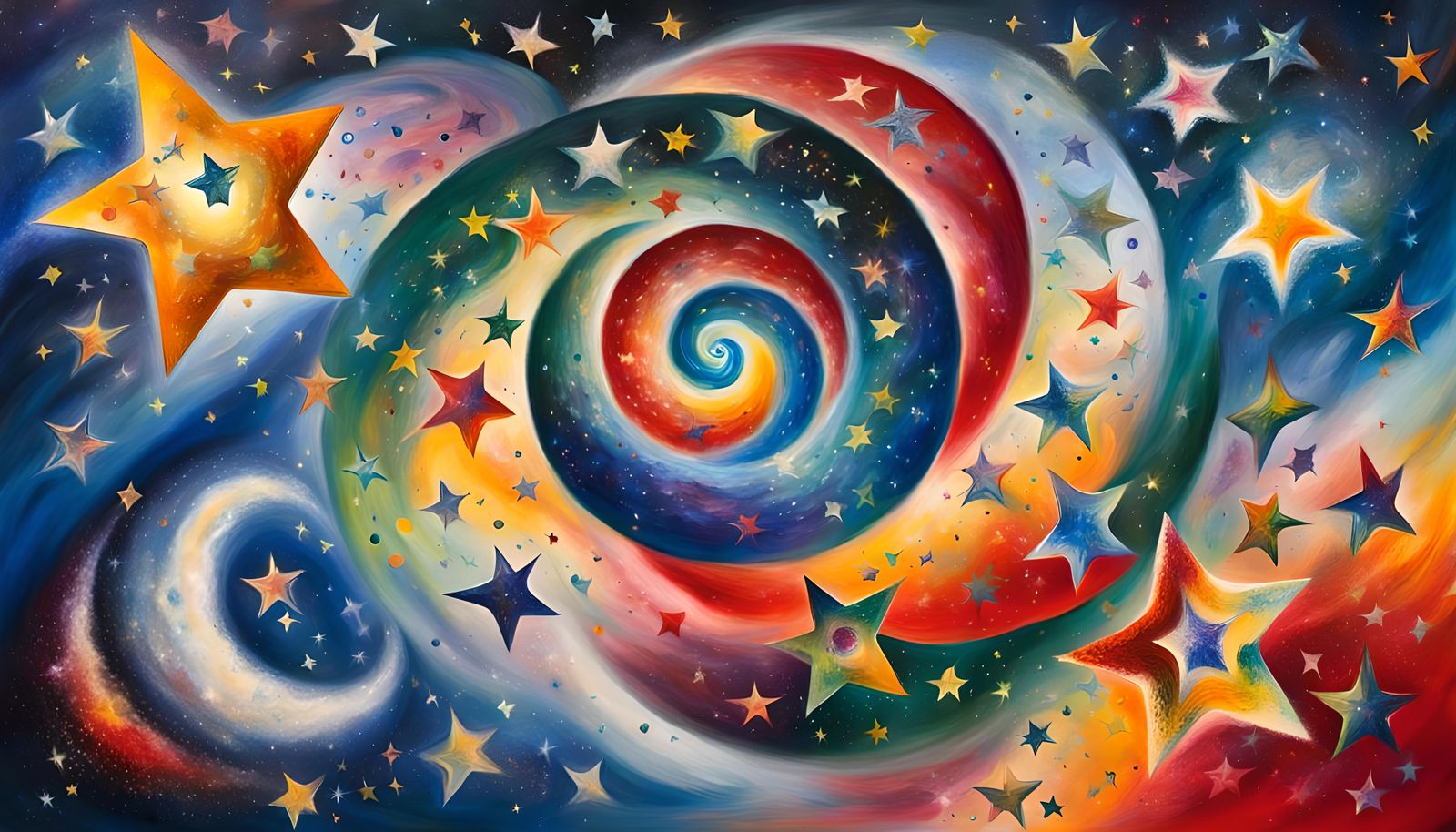 Cosmic Vortex of Stars in Chagall Style