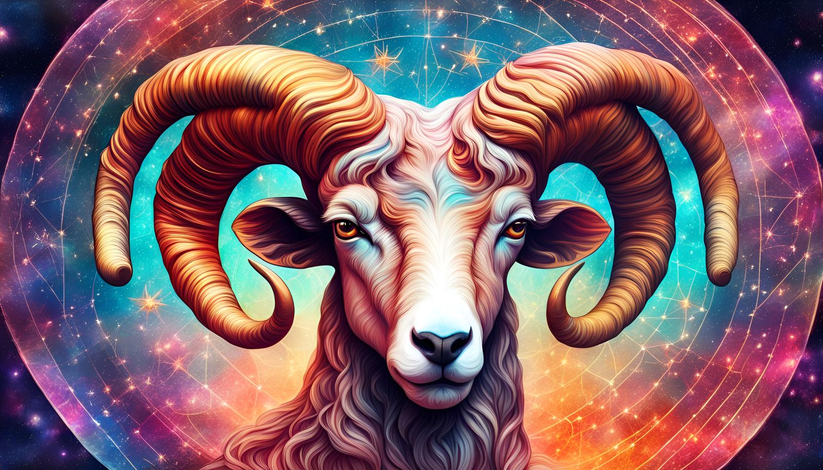 Aries Sign in Holographic Astral Illustration