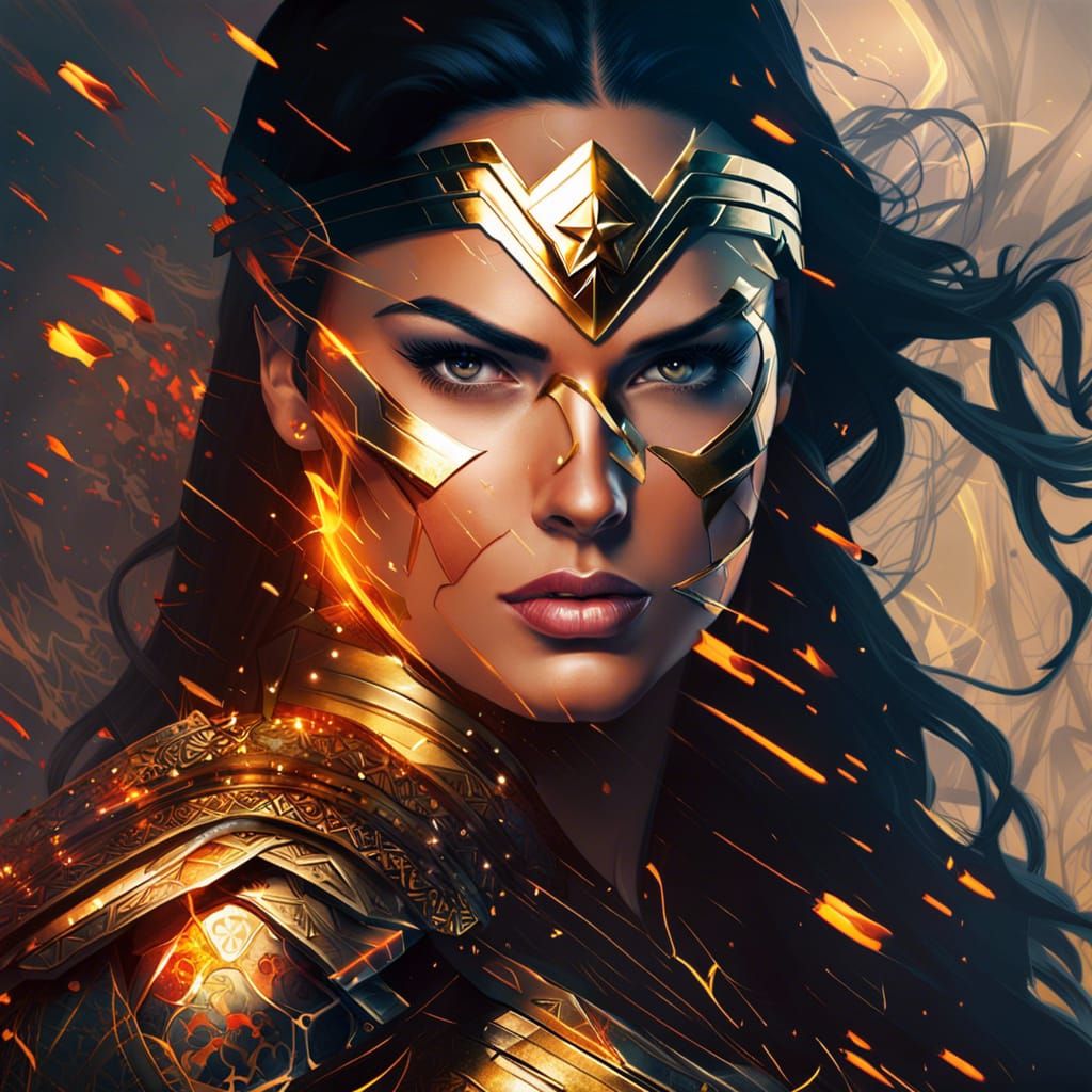 Wonderwoman Double Exposure Portrait on Battlefield