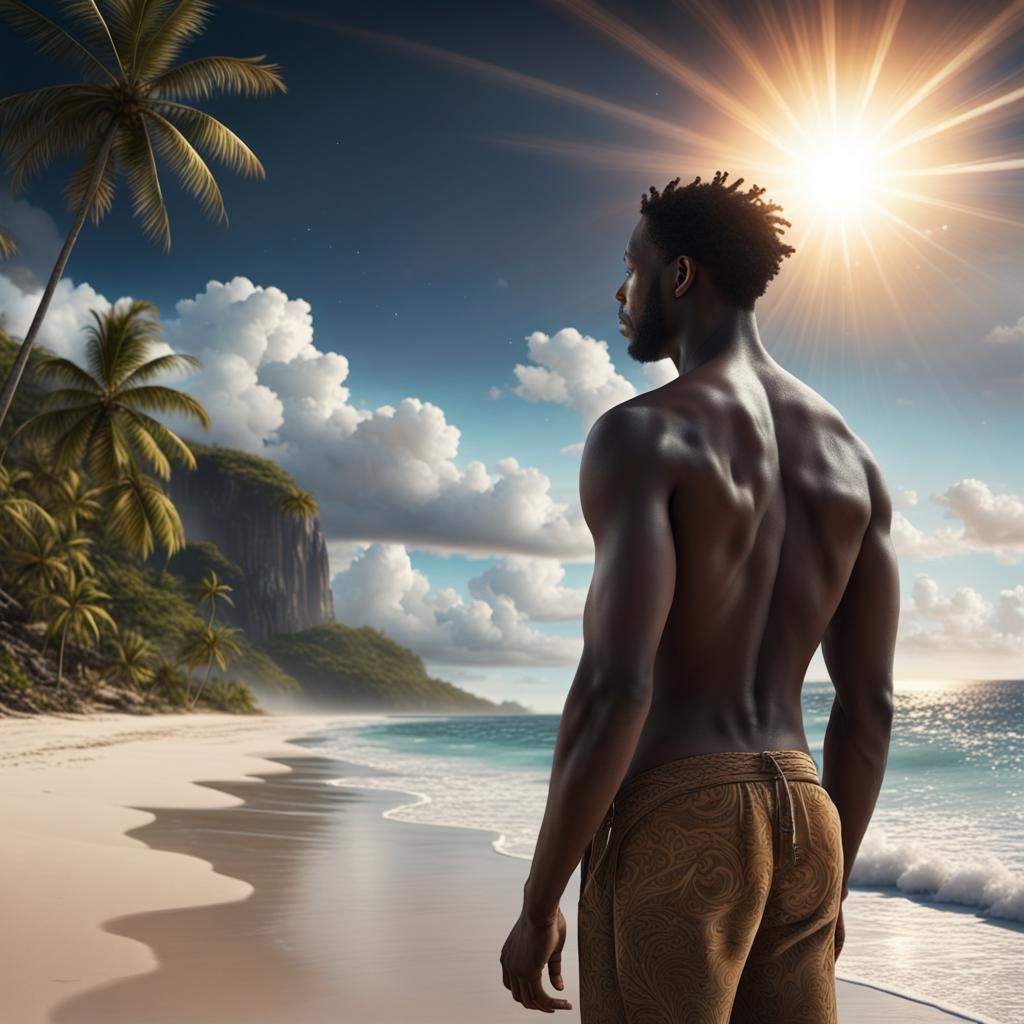 Caribbean Beach Stargazer in Digital Matte Painting