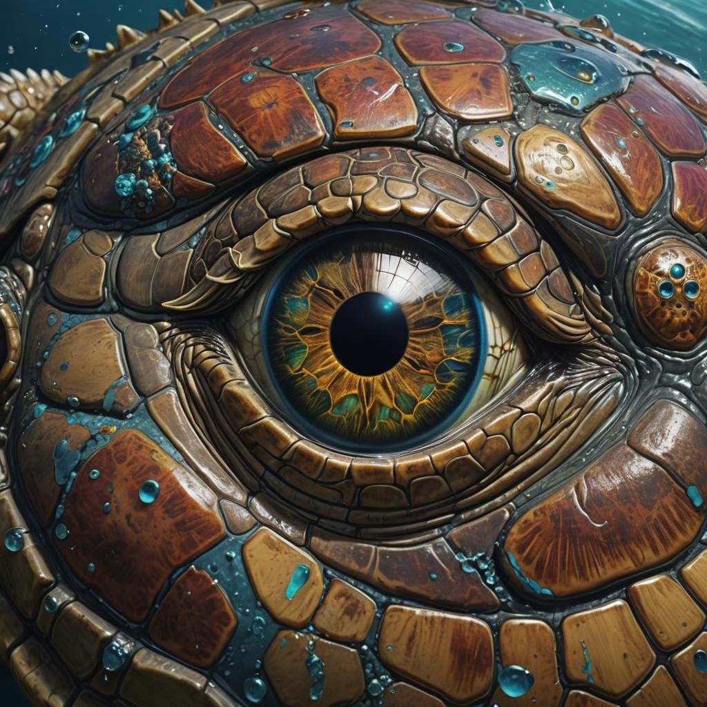 Detailed Close-up of a Sea Turtle's Eye