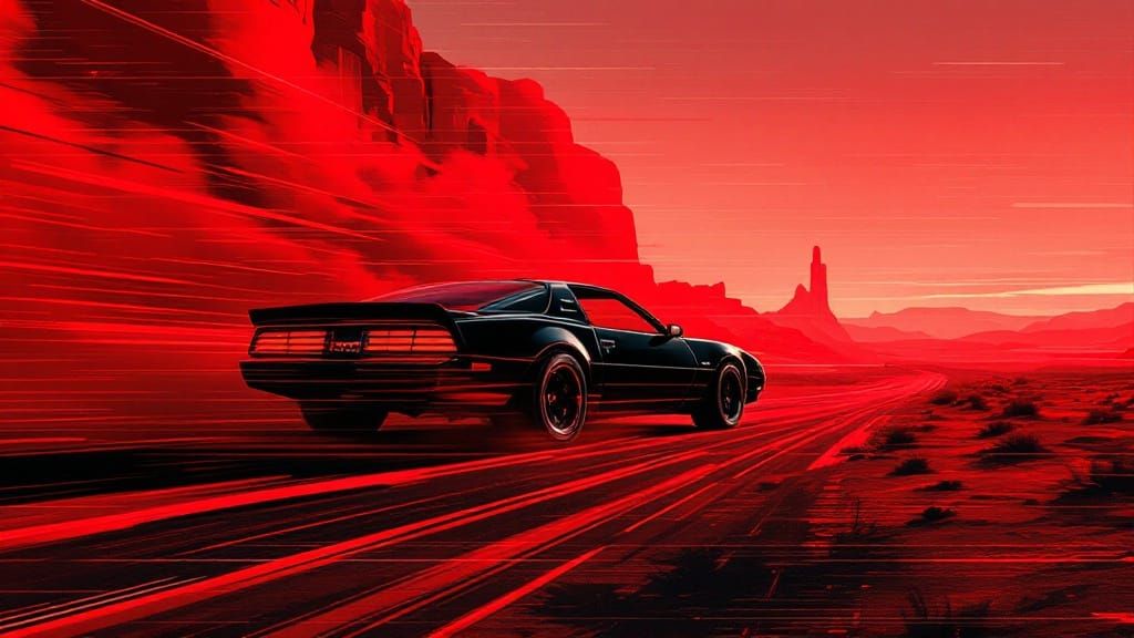 Glitched Desert Highway Knight Rider Trans Am