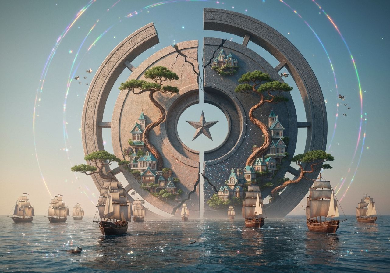 Surreal Ships Sail Through Ancient Yin-Yang Stargate