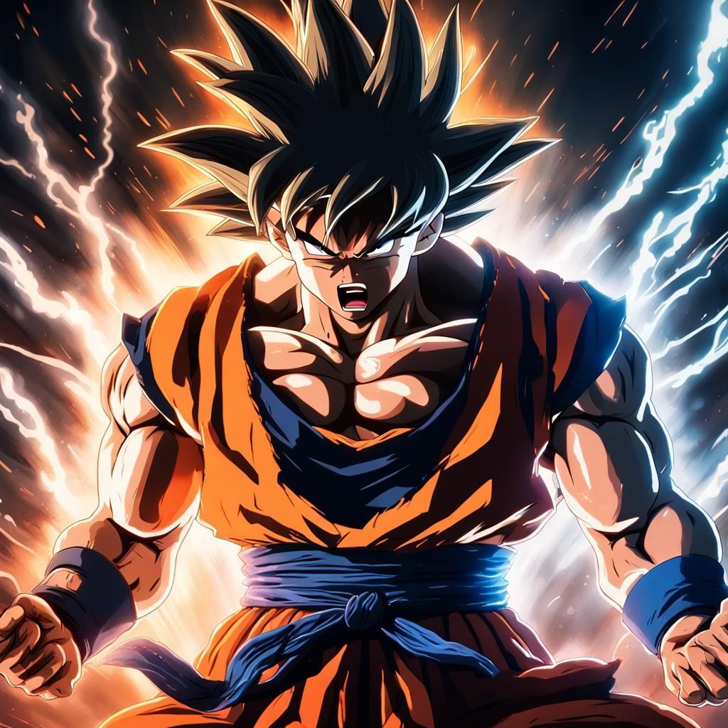 Epic Anime Showdown with Goku in Ultra Detail