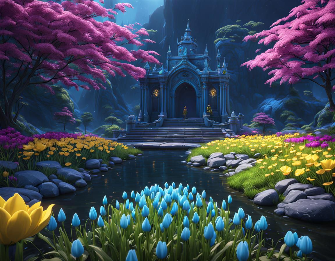 Surreal Echo Flower Blooms in a Fantastical Temple
