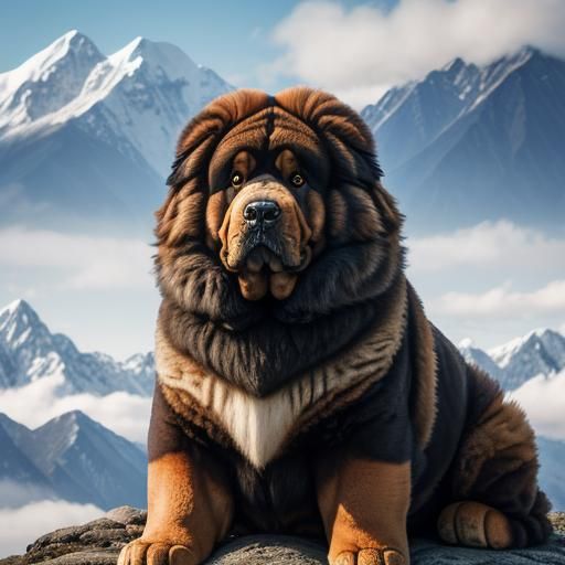 Majestic Tibetan Mastiff Portrait in the Himalayas