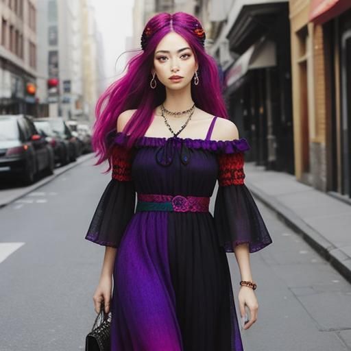 Girl in Psychedelic Dress