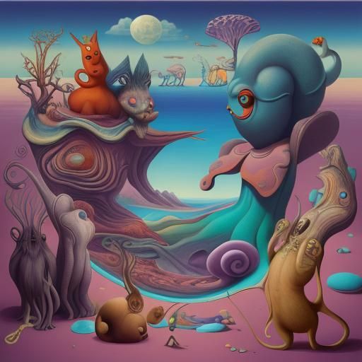 Weird Animals in Surrealist Style