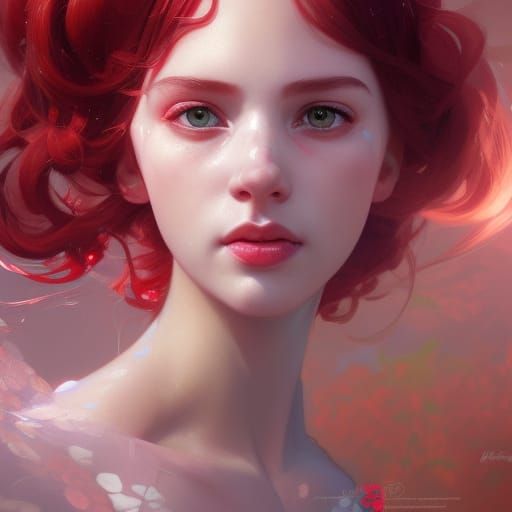 Strawberry Shortcake Girl Portrait in Art Nouveau Style