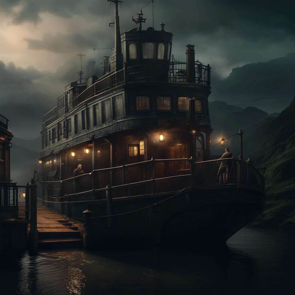 Dramatic Ferryman Digital Matte Painting