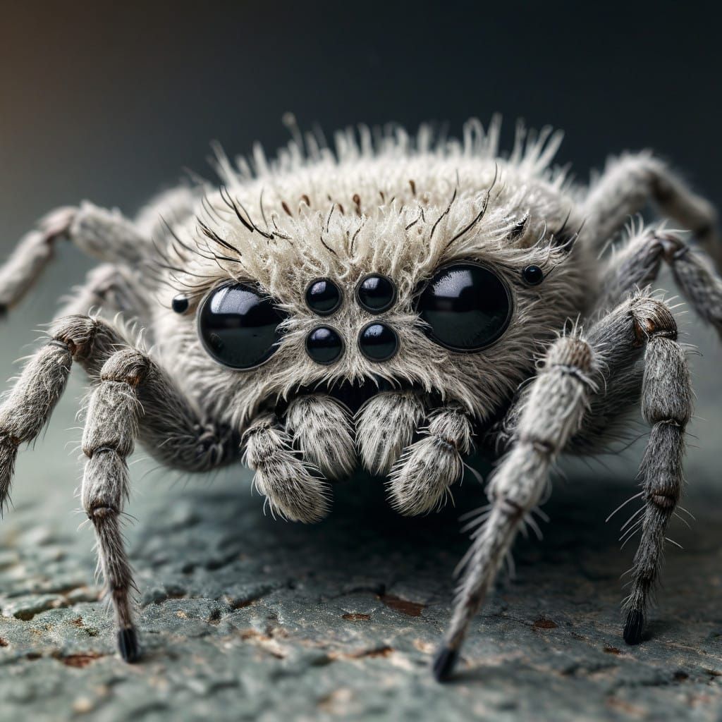 Grotesque Fluffy Spider with Googly Eyes