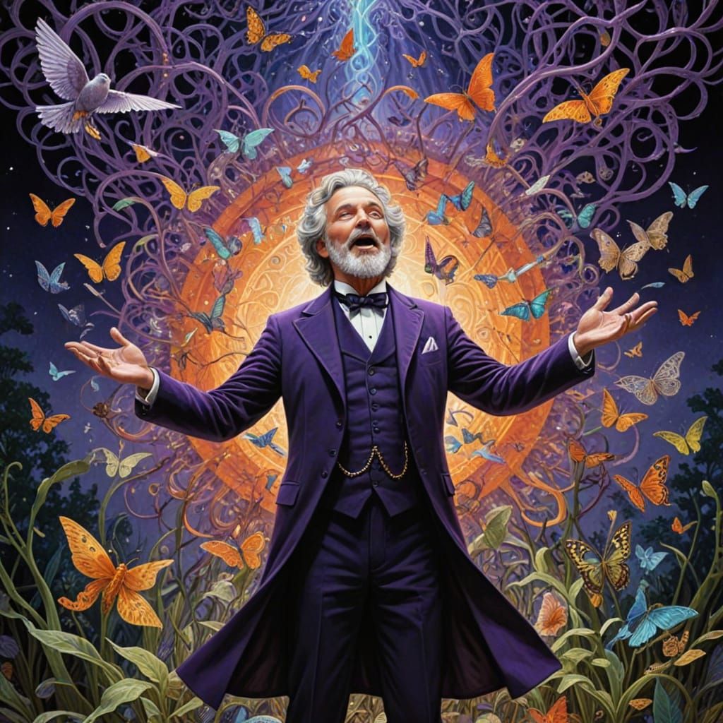 Ethereal Conductor of Money Music in Cosmic Art