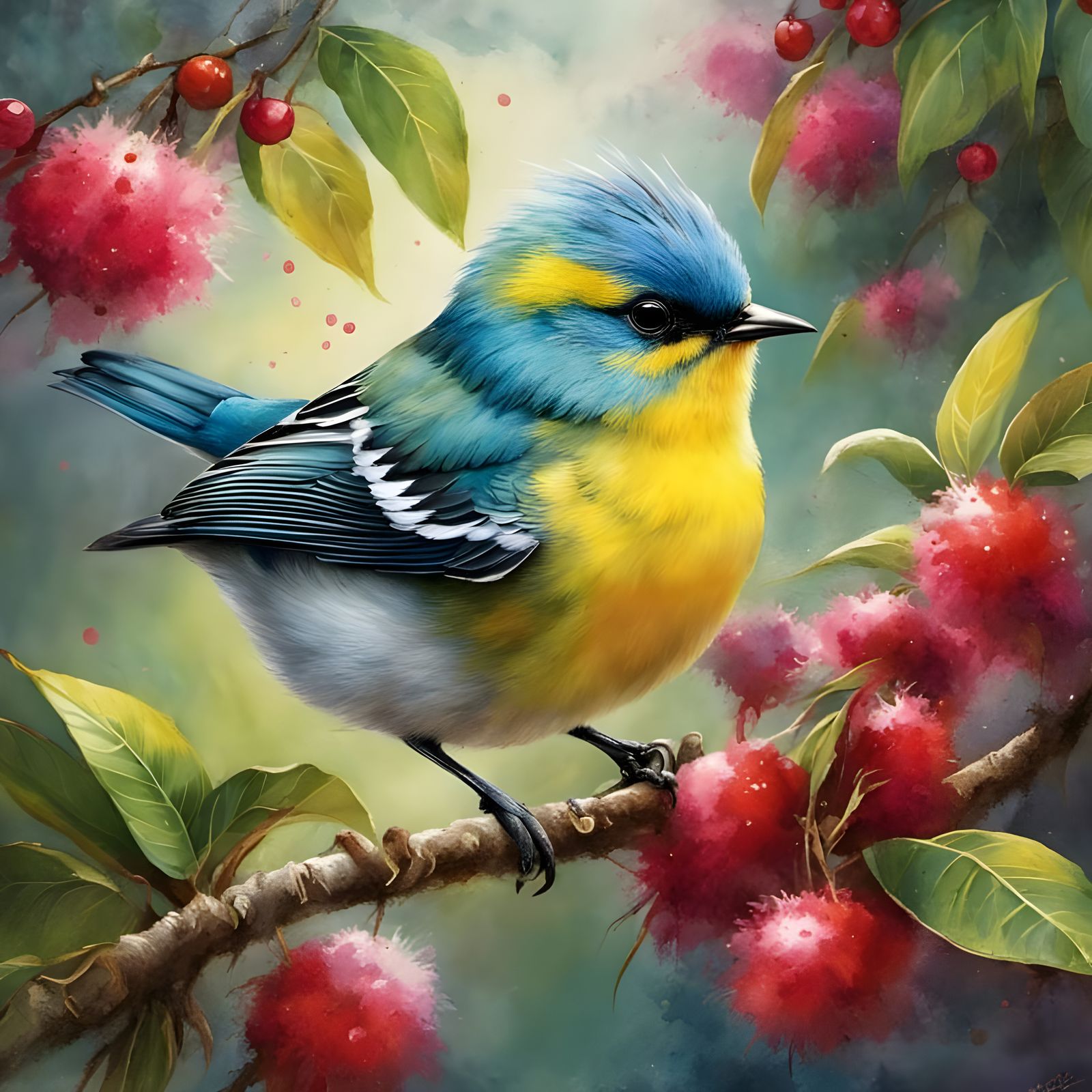 Tropical Baby Parula bird