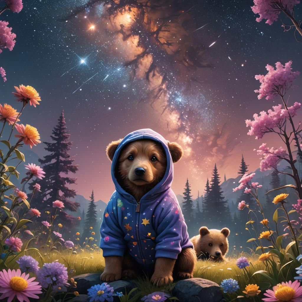 Enchanting Fantasy Animals Under Starry Sky