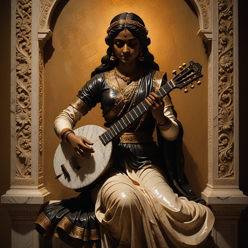 Baroque Sculpture of Sitar Player