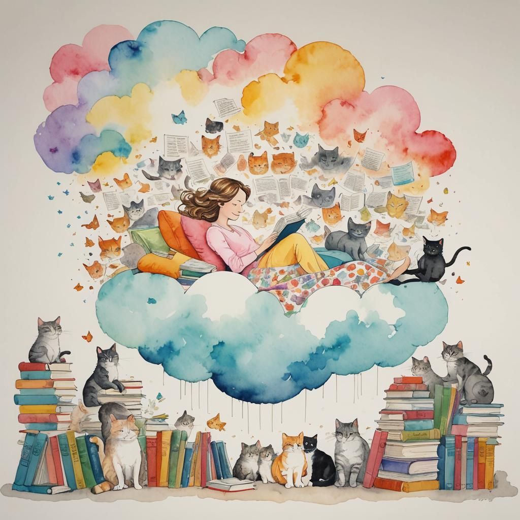 Dream Job with Cats: Watercolor Illustration