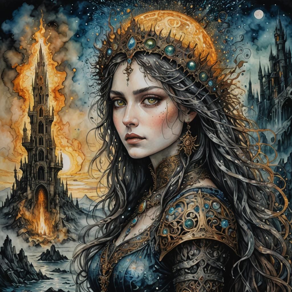 Dark Souls Portrait in Pointillist Style