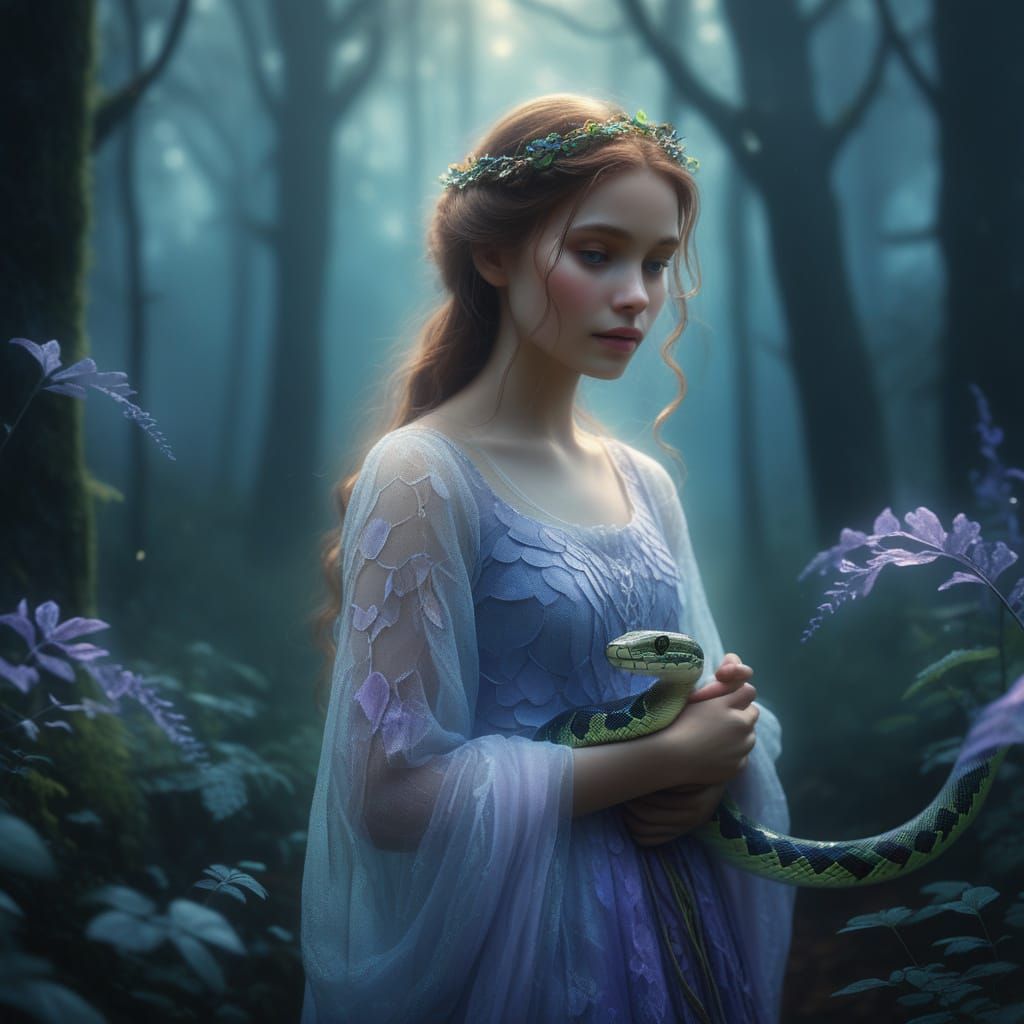 Mystical Portrait of Mary in Enchanted Forest